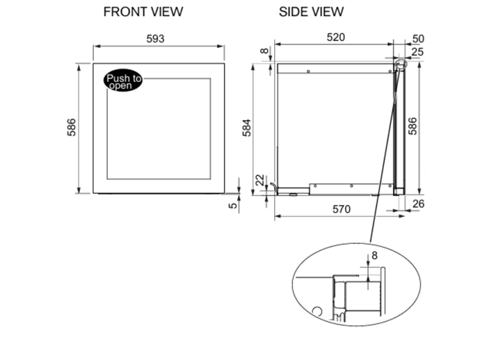 60x60 cm Built-in Wine Column, Push to Open Door